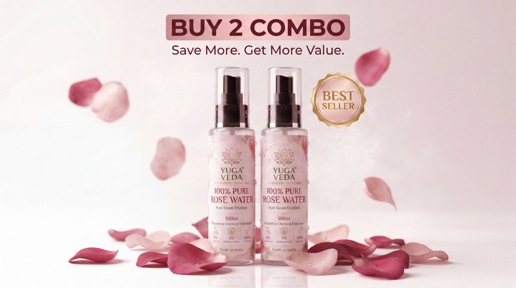 YUGA VEDA 100% Pure Rose Water – Your Daily Glow Guarantee | Buy 2 Combo Pack | 2 x 100ml