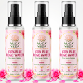 Yuga Veda Ayurvedic Premium Pure Rose Water Spray for Face, Skin & Hair | Steam Distilled | 100 ml x 3 (Pack of 3)