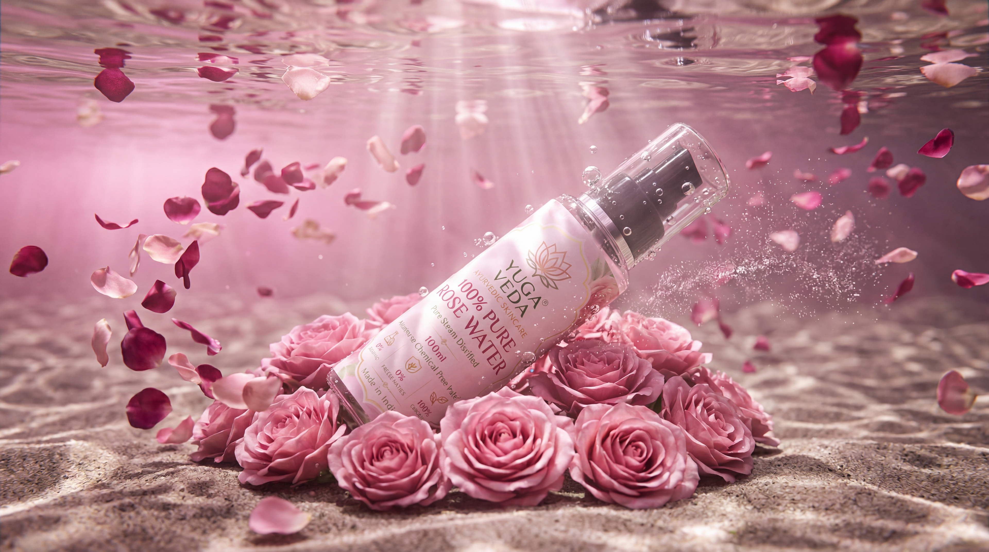 YUGA VEDA 100% Pure Rose Water – Your Daily Glow Guarantee | 100ml
