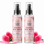 Yuga Veda Ayurvedic Premium Pure Rose Water Spray for Face, Skin & Hair | Steam Distilled | 100 ml x 2 (Pack of 2)
